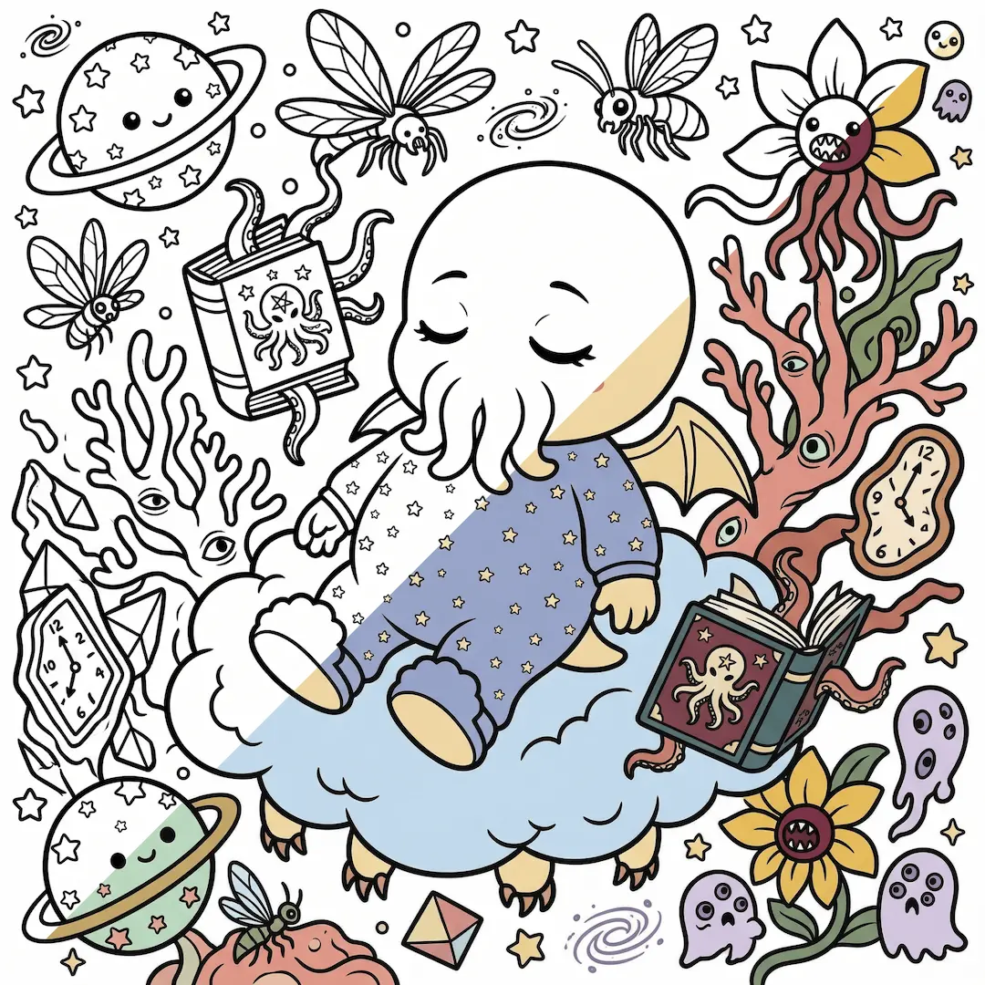 Azza floating in a dreamscape